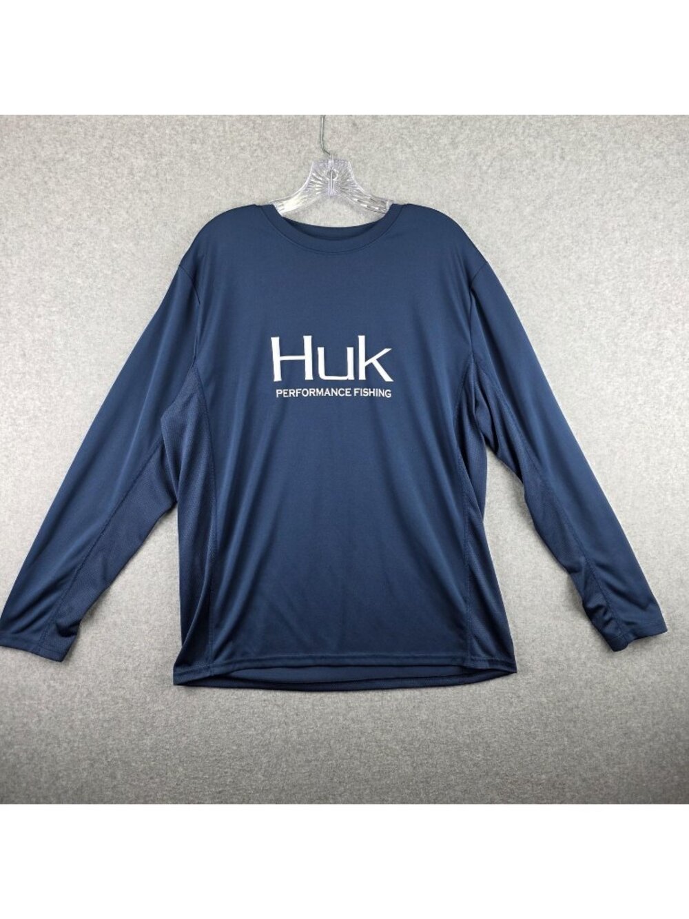 Huk Fishing Shirt Mens L Blue Long Sleeve Performance Moisture Wicking Ventilate